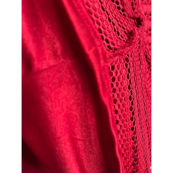 H&M Red Mesh Lace Flare Skater Mini Skirt Women’s Medium Holiday Party - Picture 5 of 8